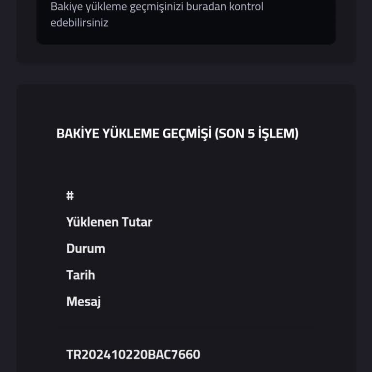 Yüklenen Bakiye Hesaba Geçmedi