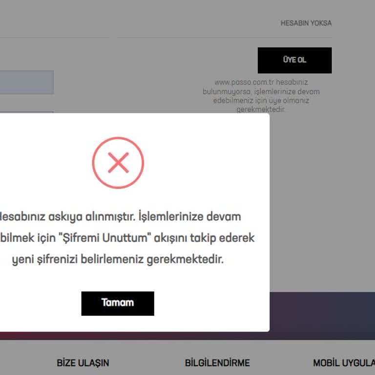 Passo Uygulaması Hesap Askıya Alınma Sorunu