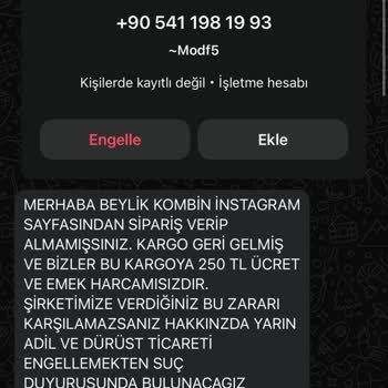 Yanlış Ürün Ve Tehditkar Mesajlar