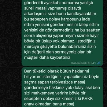 Yanlış Ürün Ve Tehditkar Mesajlar