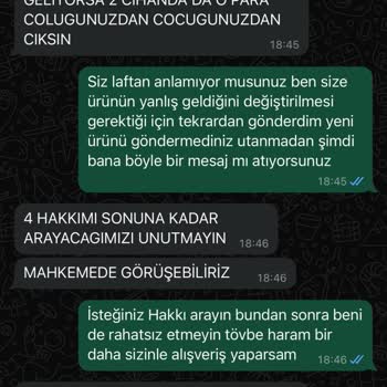 Yanlış Ürün Ve Tehditkar Mesajlar
