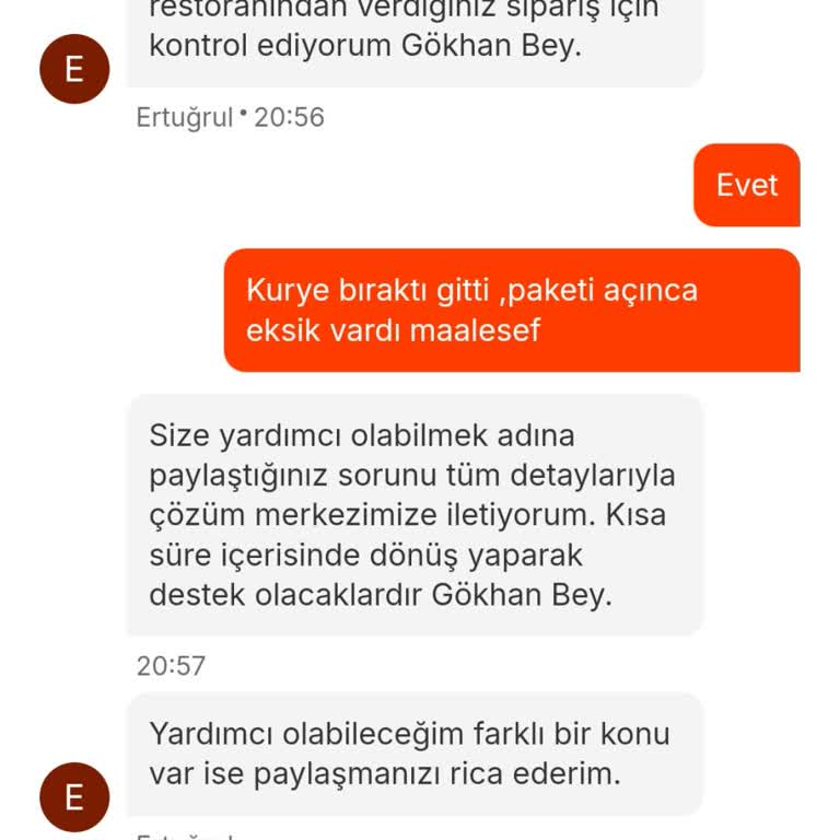 Eksik Sipariş Ve Yavaş Müşteri Hizmetleri