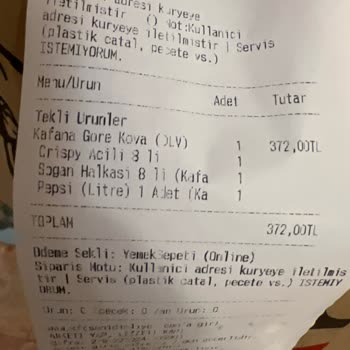 Yanlış Sipariş Ve İlgisiz Müşteri Hizmeti