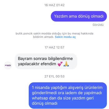 Butik Ponçik'ten Ücret İadesi Kabusu