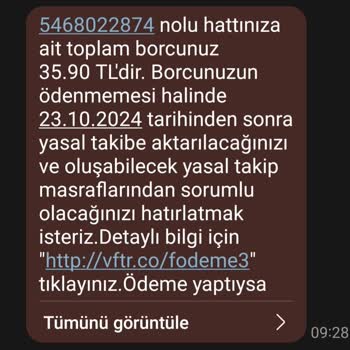 Vodafone'dan Ayrıldıktan Sonra Fatura Sorunu