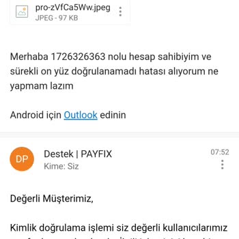 Payfix Hesap Doğrulama Sorunu Ve Destek Yanıtları