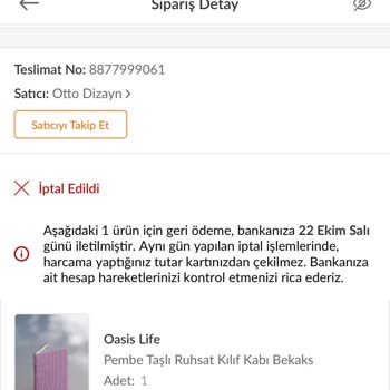 Trendyol'da İptal Edilen Siparişin Ücreti Geri Ödenmiyor