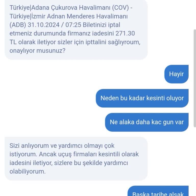 Bilet İadesinde Yetersiz Destek Ve Kesinti