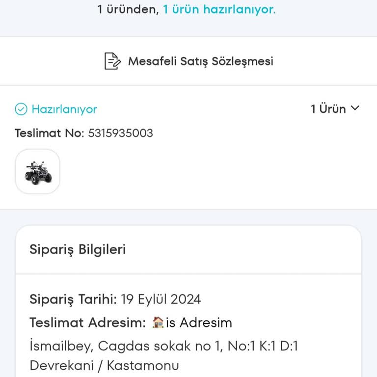 Teslim Edilmeyen ATV Siparişi