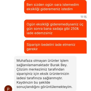 Eksik Sipariş Ve Yetersiz Müşteri Hizmeti