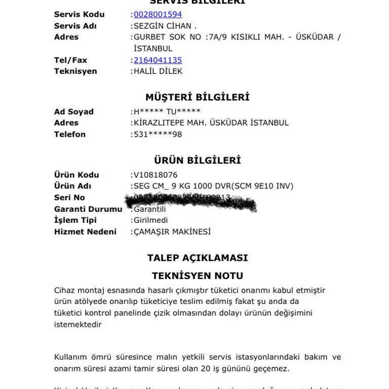 Vestel Çamaşır Makinesi Kurulumunda Çizik Sorunu