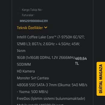 Monster Notebook Gaming Laptop'un Batarya Ve Ana Kart Sorunları: Müşteri Mağduriyeti