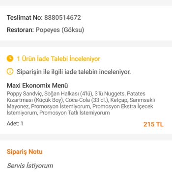 Burger King Silifke Şubesi Paket Servislerinde Sürekli Eksik Ürün Sorunu