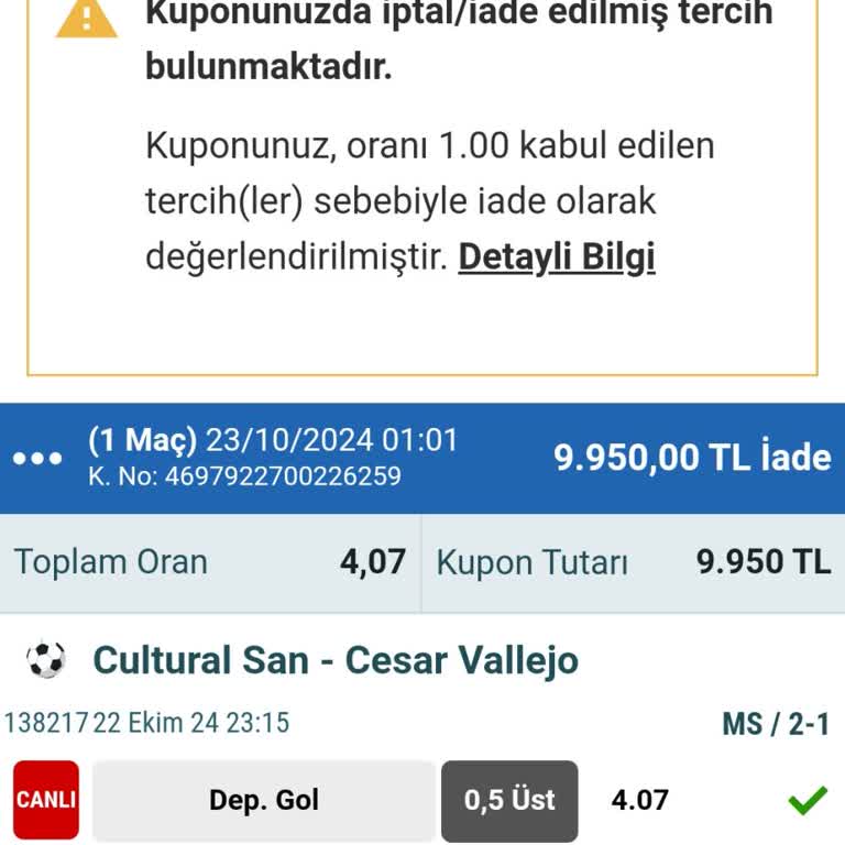 Kazandığım Bahiste İkramiyem Neden İade Edildi?
