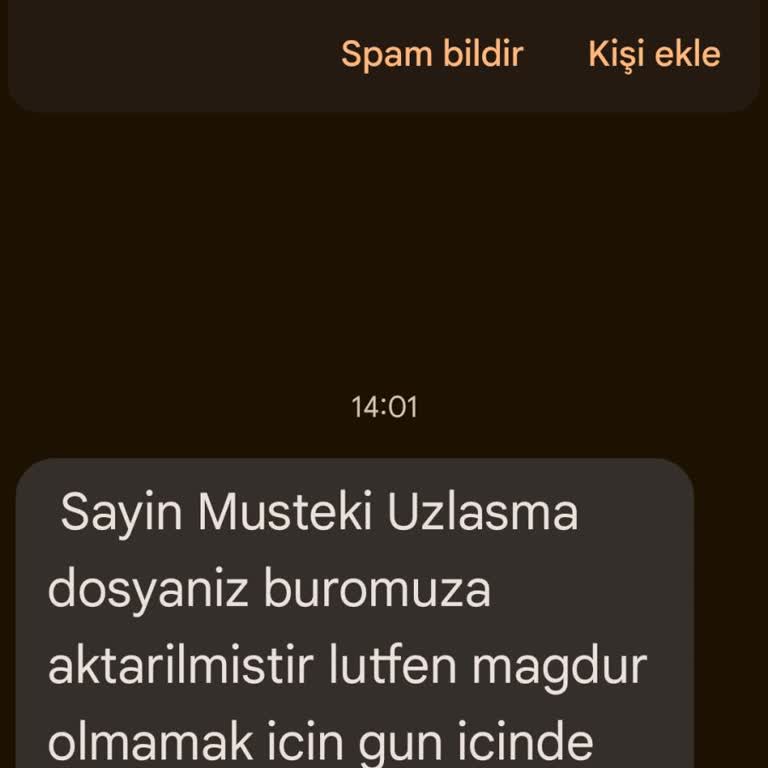 VLM DNSMNLK (SMS) Tarafıma Gelen Asılsız Mesaj!