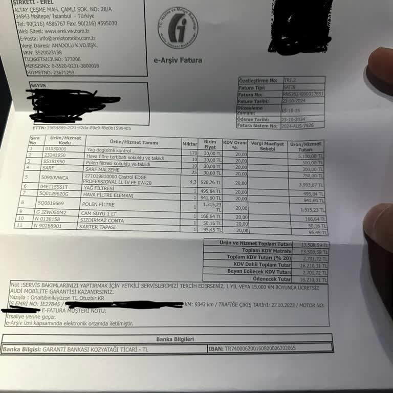 Audi Servis Ücretleri Hakkında Şikayet