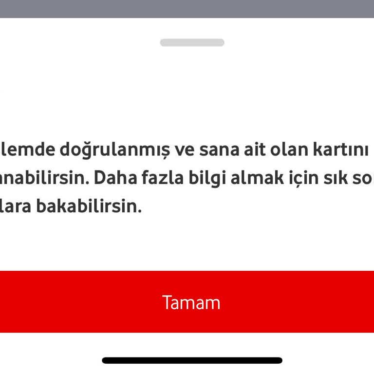 Vodafone Pay Cüzdanıma Kredi Kartı Doğrulama Sorunu
