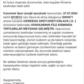 Adidas Ayakkabının Kalitesizliği Ve Müşteri Hizmetleri Hayal Kırıklığı