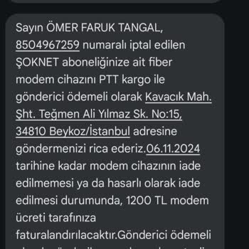 Haksız Modem Ücreti Talebi