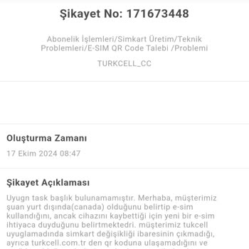 Turkcell E-Sim Hizmetinde Yaşanan Gecikme Ve Müşteri Mağduriyeti