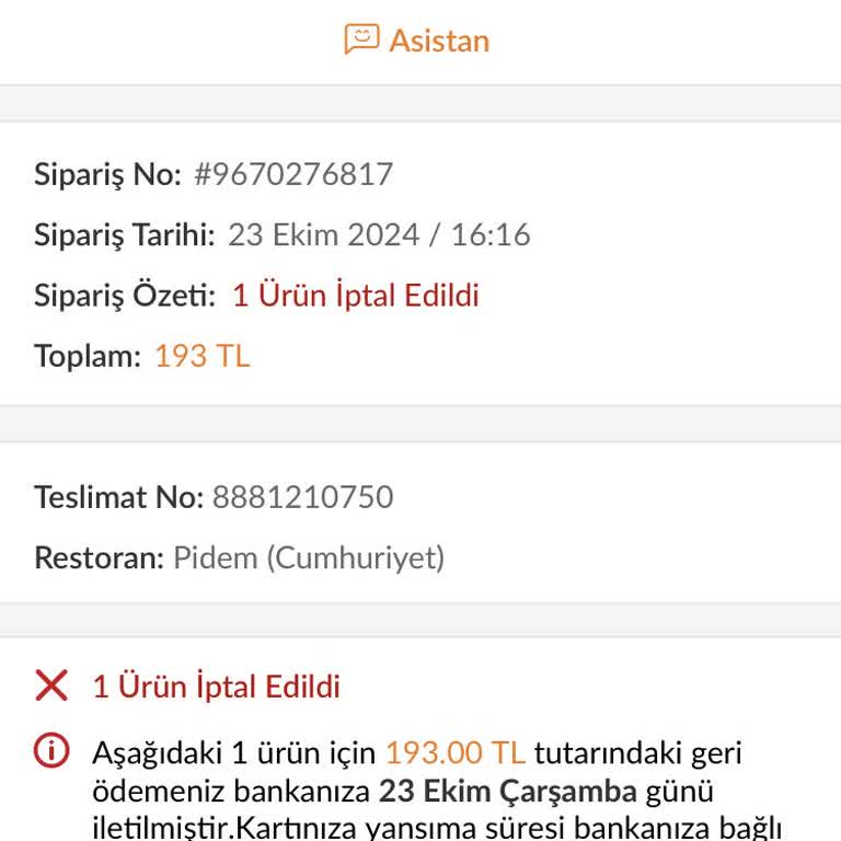 Trendyol Yemek Siparişi Teslim Edilmedi Ve Müşteri Hizmetleri İlgisizliği
