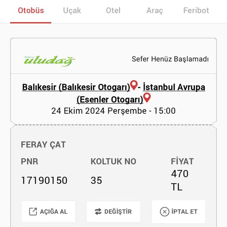 Bilet Fiyatı Farkı Ve Kayıp Rezervasyon Sorunu