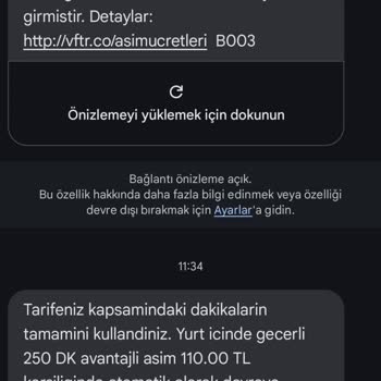 Vodafone'un Bilgilendirme Ve Ek Paket Sorunu