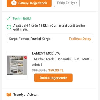 Trendyol'dan Gelen Rafın Eksik Ve Hasarlı Parçaları