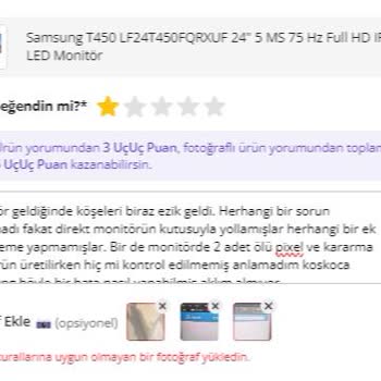 Samsung Monitörde Ölü Pixel Sorunu Ve N11'in Gizleme Çabası