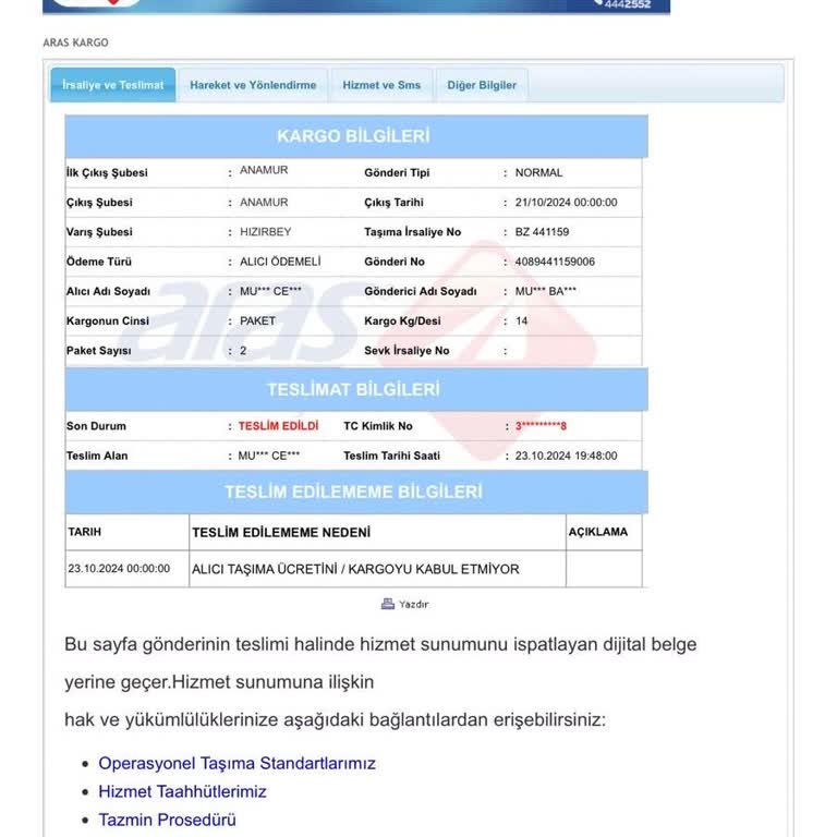 Aras Kargo Hızırbey Şubesi'nde Hasarlı Kargo Ve Saygısız Hizmet
