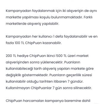 Chippin Kampanyasında Puan Sorunu