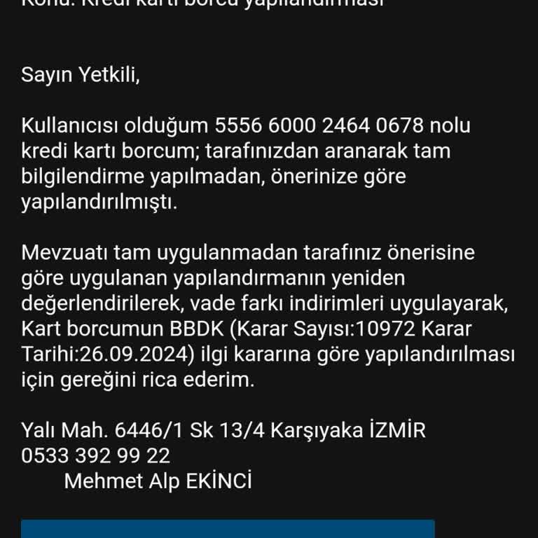 Denizbank Kredi Kartı Borcu Taksitlendirme Sorunu