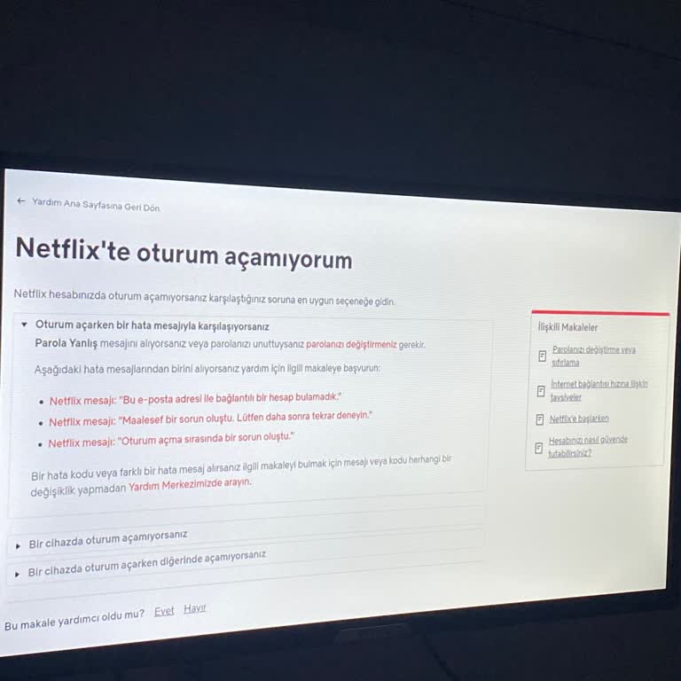 Netflix İzleme Sorunu: Onvo TV'de Destek Bekleniyor