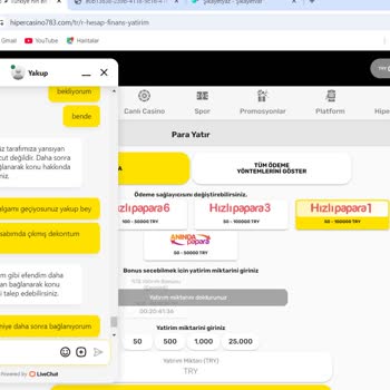 Hiper Casino'da Yatırım Sorunu Ve Canlı Destek Mağduriyeti