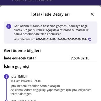 Yanlış Adres Nedeniyle İptal Edilen Siparişin Ödemesi Hakkında Sorun
