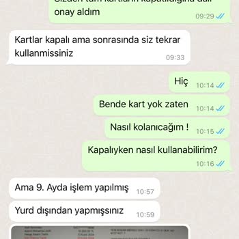 Kapatılan Karttan Yetkisiz İşlem Şoku