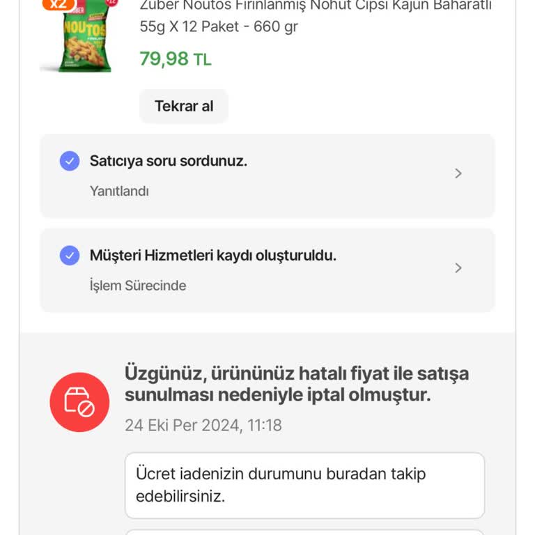 Fiyat Hatası Nedeniyle İptal Edilen Sipariş Ve Mağduriyet