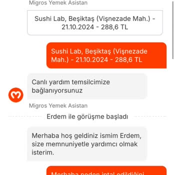 Migros Yemek: İptal Edilen Sipariş Ve İade Sorunu