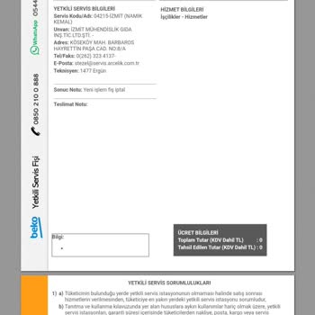 Beko Servisinden Aldatıcı Hizmet Ve Çözülmeyen Sorunlar