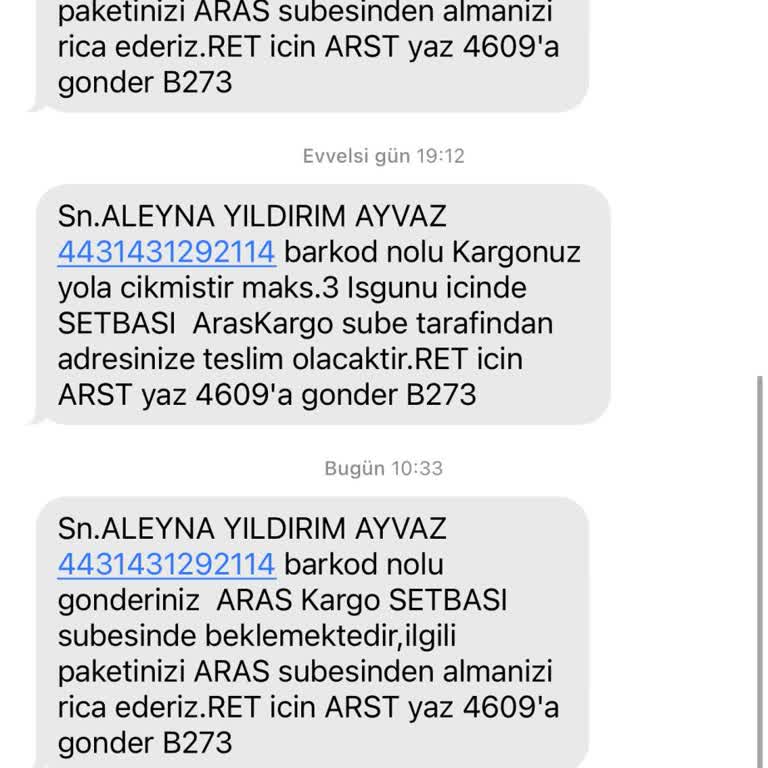 Aras Kargo Setbaşı Şubesi İle Sürekli Sorunlar