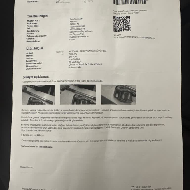 Media Markt Ve Yetkili Servis Arasında Kayıp Süpürge Ve Para