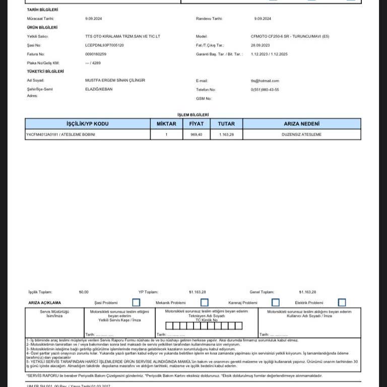 Yedek Parça Tedarik Sorunu: CFMOTO Hayal Kırıklığı