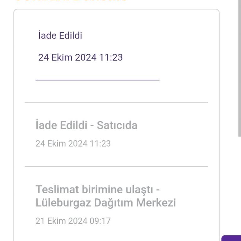 Bilgi Verilmeden İade Edilen Sipariş
