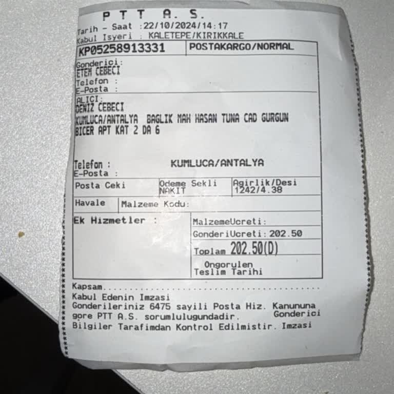 PTT Kargo İle Yanlış Adrese Gönderilen Kargo Sorunu