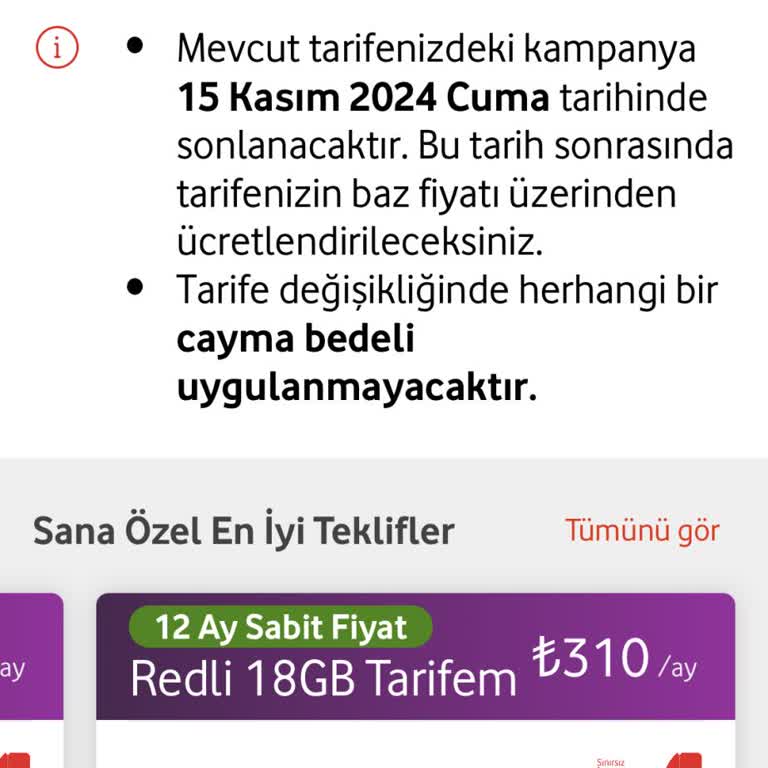 Vodafone Red'de Yüksek Fiyatlı Teklif Sorunu