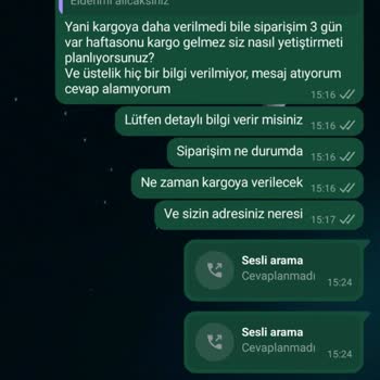 Kargoya Verilmeyen Ürün Ve Ulaşılamayan Müşteri Hizmetleri