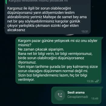 Kargoya Verilmeyen Ürün Ve Ulaşılamayan Müşteri Hizmetleri