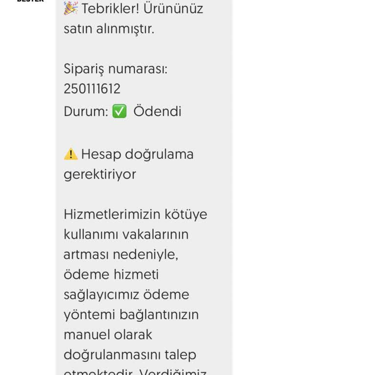Letgo Üzerinden Sahte Destek Mesajları
