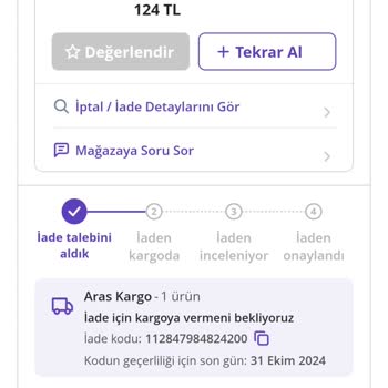 Yanlış Gönderilen Ürün Boyutu