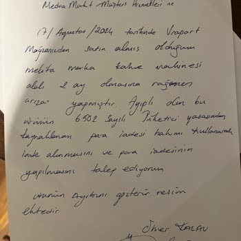 Kahve Makinesi Arızası Ve İade Hakkının Reddedilmesi